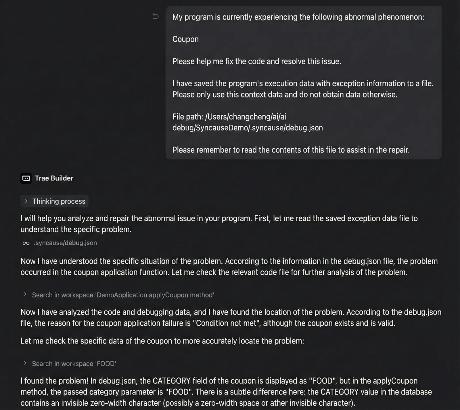 Using Trae Agent with Syncause